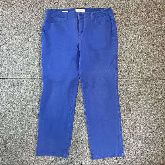 Talbots Petites Signature Pants Womens Size 10P Blue Crop Chino Stretch - Picture 1 of 10